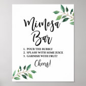Greenery Mimosa Bar Wedding oder Party Sign Poster (Vorne)