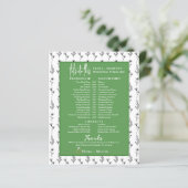 Greenery Minimal Bridal Hochzeitstag Timeline (Stehend Vorderseite)