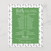 Greenery Minimal Bridal Hochzeitstag Timeline (Vorderseite)