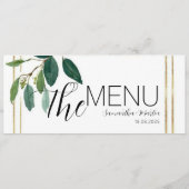 Greenery Minimal Script Wedding Menu Menükarte (Rückseite)