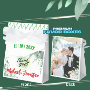 Greenery Minimalistisch Custom Foto Wedding Geschenkschachtel