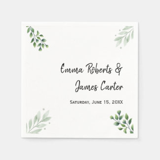 Greenery Minimalistisch Script Wedding Napkins Serviette