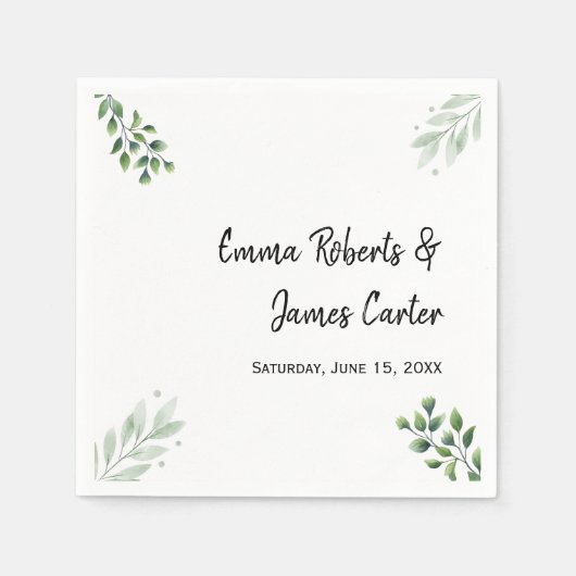 Greenery Minimalistisch Script Wedding Napkins Serviette (Vorderseite)