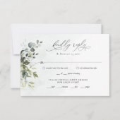Greenery Minimalistisch Script Wedding RSVP Reply  (Vorderseite)