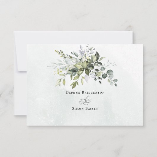 Greenery Minimalistisch Script Wedding RSVP Reply (Rückseite)