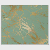 Greenery Mint Sage Gold Marmor Shiny Glam Geschenkpapier (Flach)