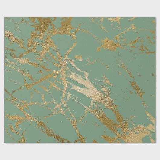 Greenery Mint Sage Gold Marmor Shiny Glam Geschenkpapier (Flach)