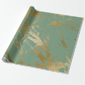 Greenery Mint Sage Gold Marmor Shiny Glam Geschenkpapier (Ungerollt)