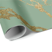 Greenery Mint Sage Gold Marmor Shiny Glam Geschenkpapier (Rolleneckpunkt)
