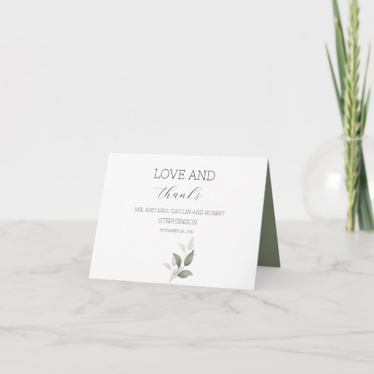 Greenery Modern Dankeskarte (Vorderseite)