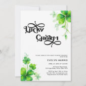 Greenery Modern Lucky Charm Baby Shower Einladung (Vorderseite)