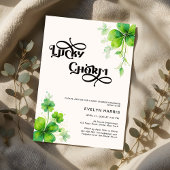 Greenery Modern Lucky Charm Baby Shower Einladung