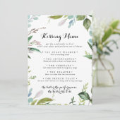 Greenery Modern Wedding Kissing Menu Game Card (Stehend Vorderseite)