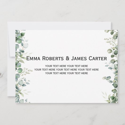 Greenery Modern Wedding Photo Thank You Card Dankeskarte (Rückseite)