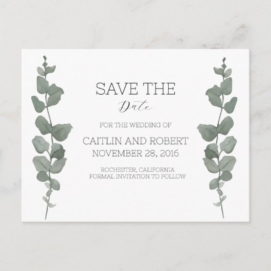 Greenery Modern Wedding Postcard Postkarte (Vorderseite)