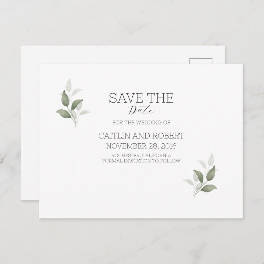 Greenery Modern Wedding Postcard Postkarte (Vorne/Hinten)