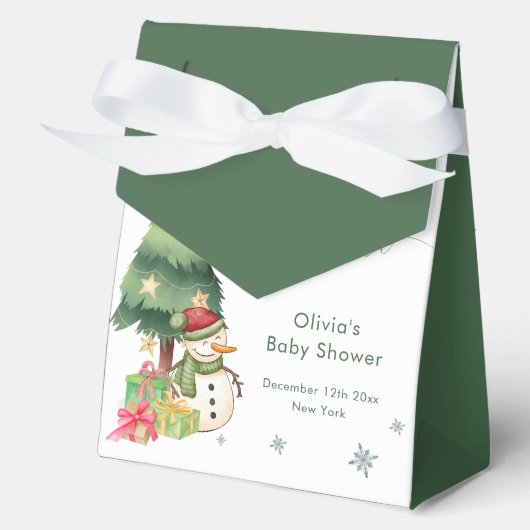 Greenery Modern Winter Snowman Baby Shower Geschenkschachtel (Vorderseite)