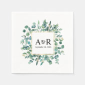 Greenery Moderne Monogram Minimalistisch Wedding Serviette (Vorderseite)