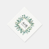 Greenery Moderne Monogram Minimalistisch Wedding Serviette (Ecke)