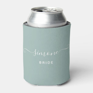 Greenery Modernes Skript Wedding Bride Dusty Green Dosenkühler