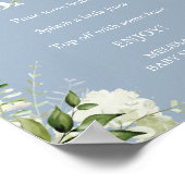 Greenery Momosa Bar Dusty Blue Baby Dusche Poster (Ecke)