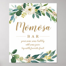 Greenery Momosa Bar Sign Poster