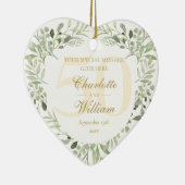 Greenery Monogram, 50. Goldene Hochzeitstag Keramik Ornament (Rechts)