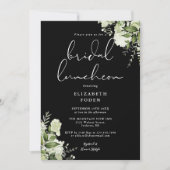 Greenery Monogram Black and White Bridal Luncheon Einladung (Vorderseite)