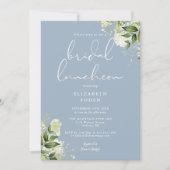 Greenery Monogram Dusty Blue Bridal Luncheon Einladung (Vorderseite)