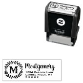 Greenery Monogram Rustic Country Rücksendeadresse Permastempel (Beispiel)