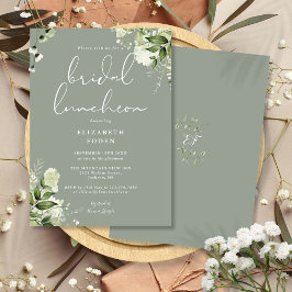Greenery Monogram Sage Green Bridal Luncheon Einladung
