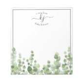 Greenery Monogram Script | vom Schreibtisch der An Notizblock (Vorderseite)