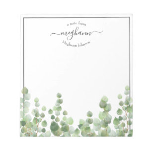 Greenery Monogram Script   vom Schreibtisch der An Notizblock