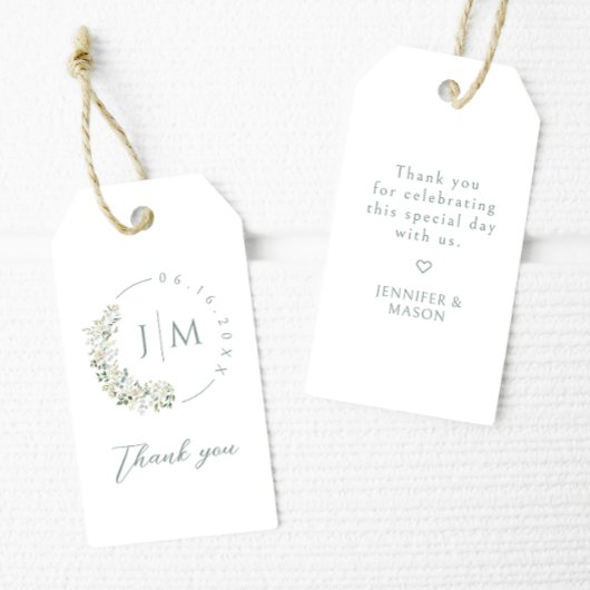 Greenery Monogram Vielen Dank Gastgeschenk Hochzei Geschenkanhänger