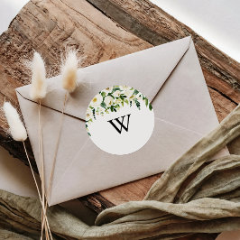 Greenery Monogram Wedding Umschlag Aufkleber