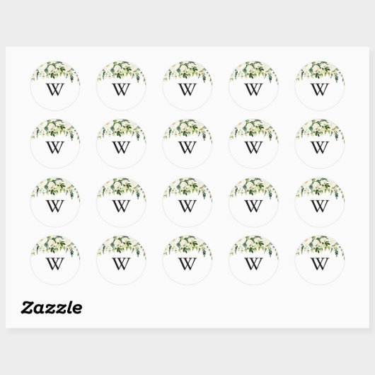 Greenery Monogram Wedding Umschlag Aufkleber (Blatt)