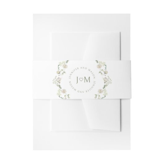 Greenery Monogram, White Blume Wedding Bly Band (Vorderseite Beispiel)