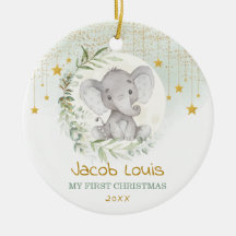Greenery Moon & Star Elephant Baby 1. Weihnachten
