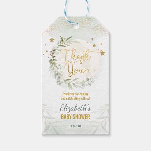 Greenery Moon Twinkle Little Star Duwer Favors Geschenkanhänger (Vorderseite)