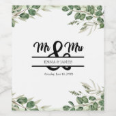 Greenery Mr. & Mrs. Wedding Weinlabel Weinetikett (Einzelnes Label)
