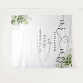 Greenery Mr. Script Wedding Foto Hintergrund Wandteppich (Vorderseite (Horizontal))