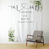 Greenery Mr. Script Wedding Foto Hintergrund Wandteppich (Beispiel)