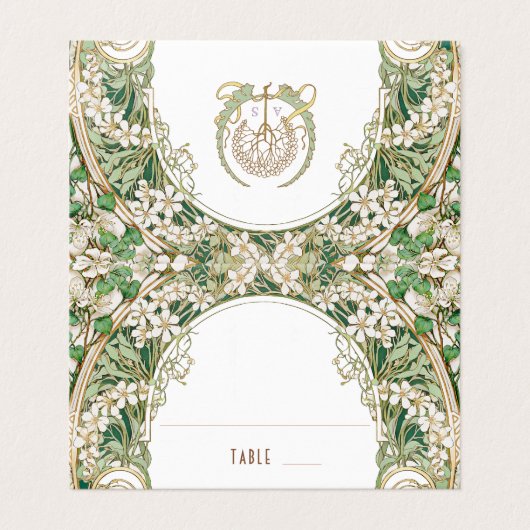 Greenery Name Cards Wedding Table Vintage (Außenseite Aufgefaltet)