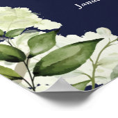 Greenery Navy Blue Celebration Of Life Photo Poster (Ecke)