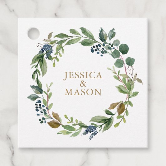 Greenery Navy Gold Vielen Dank für Ihre Unterstütz Geschenkanhänger (Vorderseite)