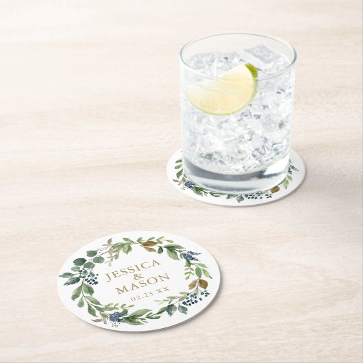 Greenery Navy Wedding Untersetzer (Vor Ort)