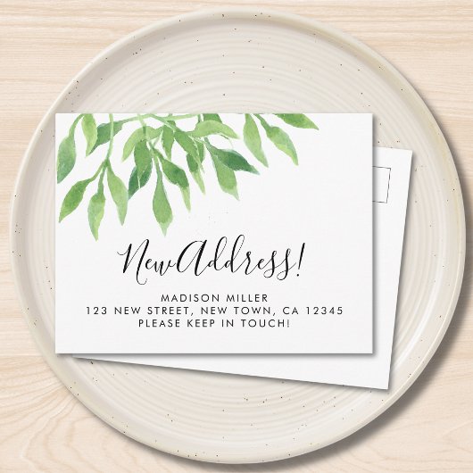 Greenery New Address Moving  Ankündigungspostkarte