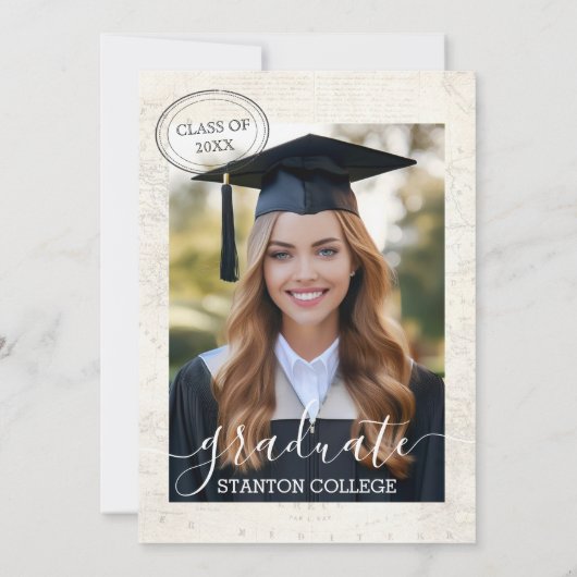 Greenery New Adventure beginnt Journey Abschluss Einladung (Rückseite)