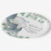 Greenery Niedlich Elephant Boy Baby Shower Geburts Pappteller (Schrägansicht)