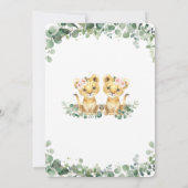Greenery Niedlich Lion Cubs Twins Girls 1. Geburts Einladung (Rückseite)